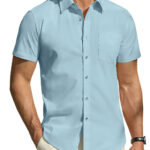 DEMEANOR Men's Short Sleeve Dress Shirts Casual Button Down Shirt Regular Fit