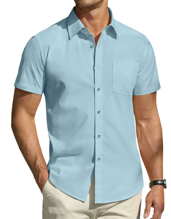 DEMEANOR Men's Short Sleeve Dress Shirts Casual Button Down Shirt Regular Fit